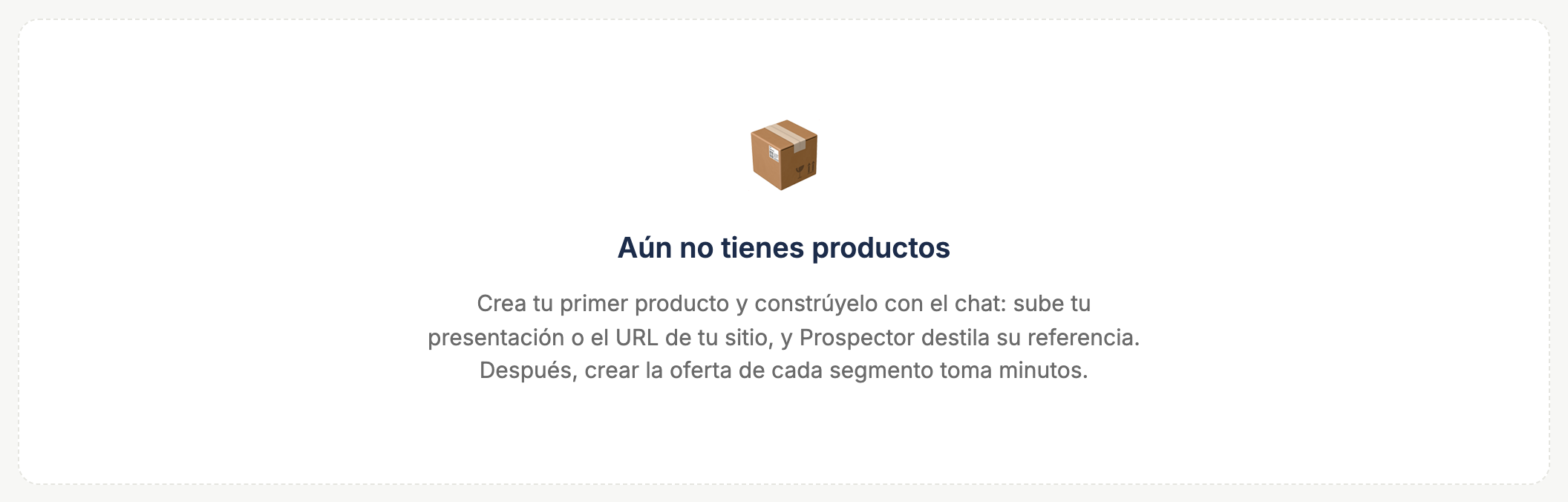 La pantalla Tus productos vacía, con el botón + Agregar producto
